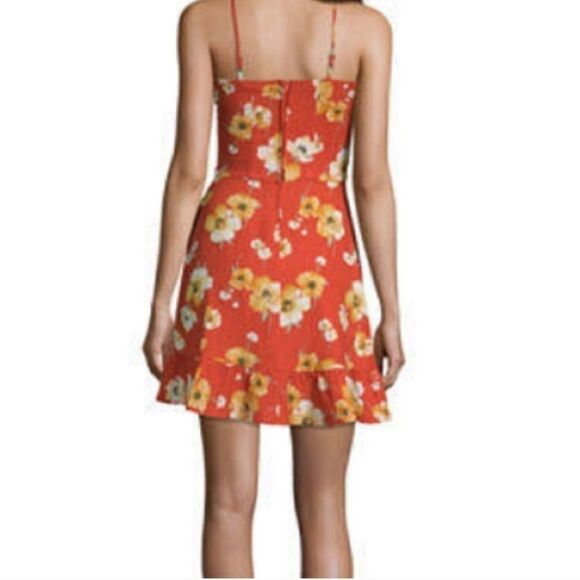 Speechless Fire Burnt Orange Floral Sleeveless  Linen Blend Spring Dress-Small - Picture 2 of 14